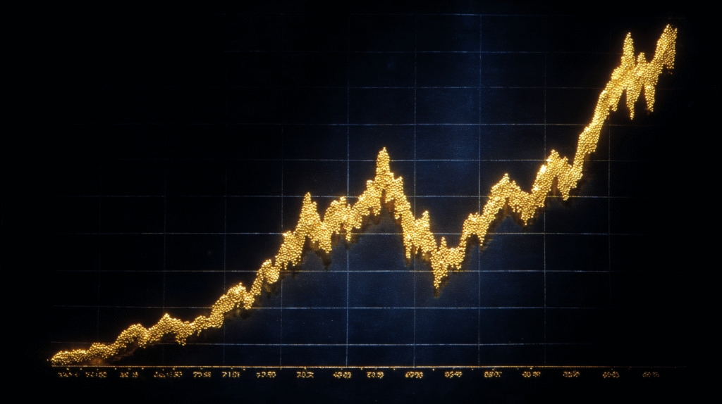 Gold prices surge near record highs on September 25 2025.