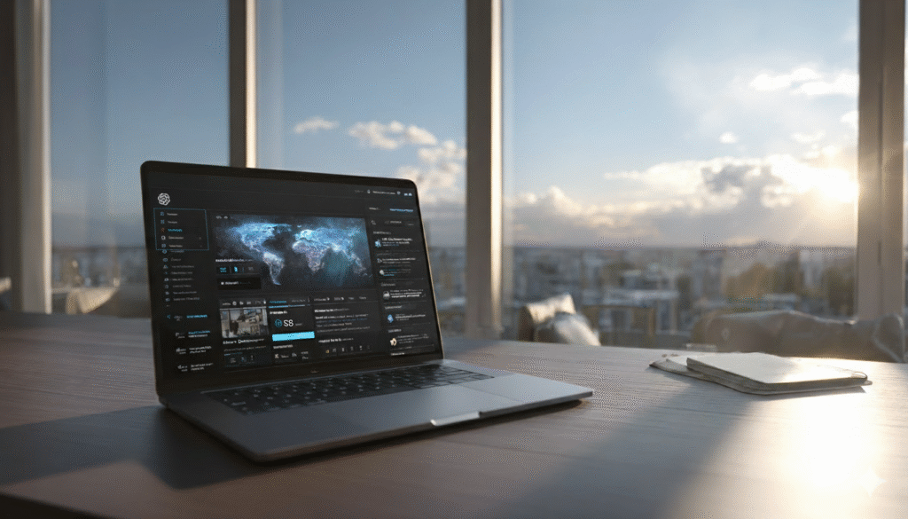 A person using the OpenAI Atlas Browser on their laptop, showcasing its AI-powered features and personalized interface.